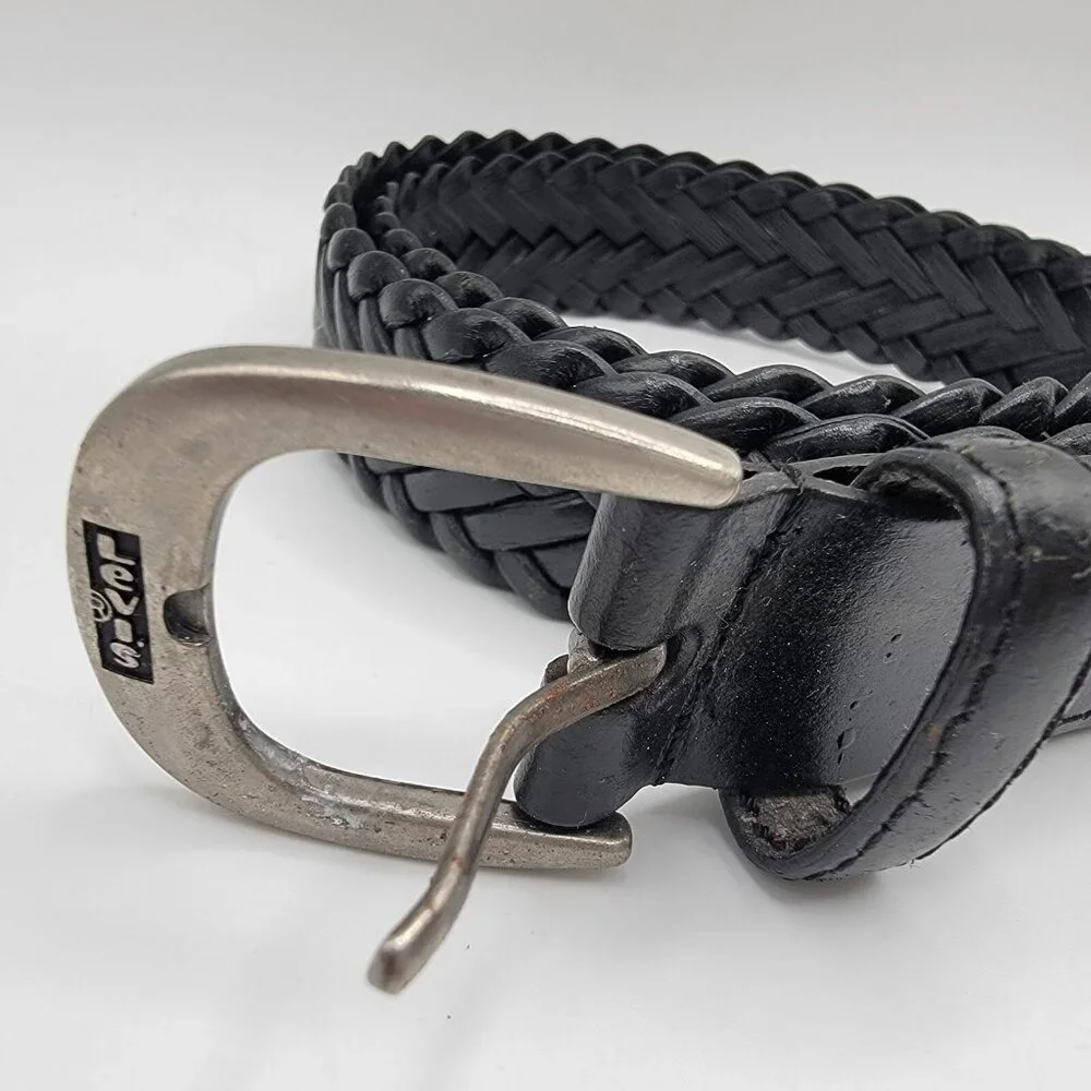 Levi's Belt Boys M 26-28 Black Braided Classic Belt Faux‎ Leather
